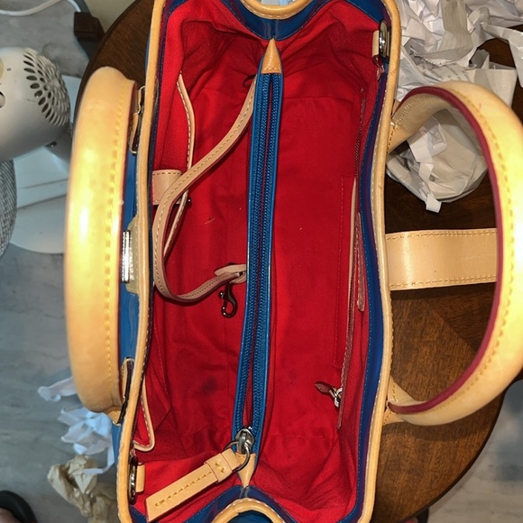 Dooney & Bourke  Satchel  Royal blue coated canvas/ tan leather trim   Like New - Picture 12 of 16